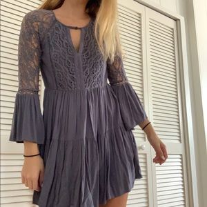 American Eagle Long Sleeve Embroidered Dress